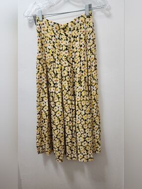 Vintage Gianni Sport Rayon Floral Midi Skirt 4 XS/S